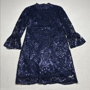 GB Girls Sequined Navy Blue Kids Dress